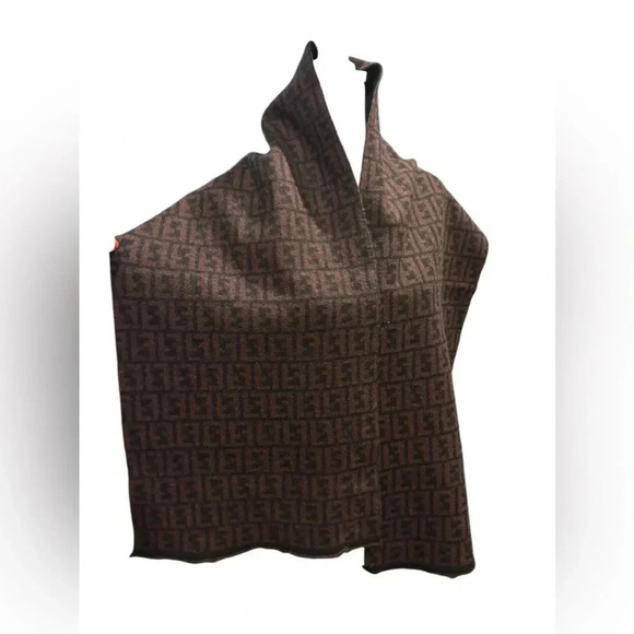 Fendi genuine vintage Maroon / Black Wool winter Scarf Scarves - Picture 4 of 8